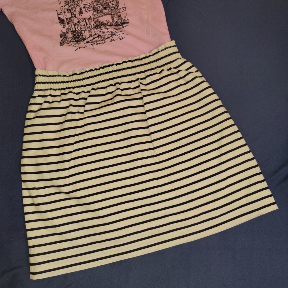 J. Crew Factory Navy Blue & White Strip Mini Skirt Sz 6